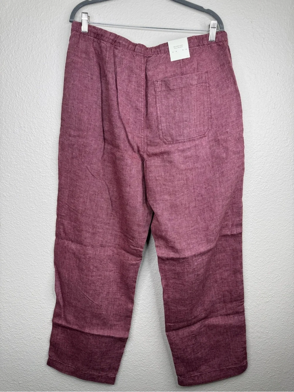New Banana Republic Relaxed Linen Pull-On Beach Pant Plum/Wine Size Large NWT